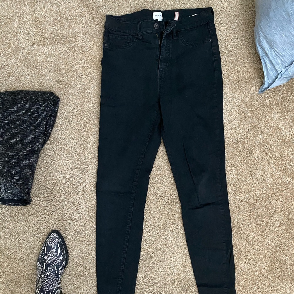 High rise stretchy skinny black jeans